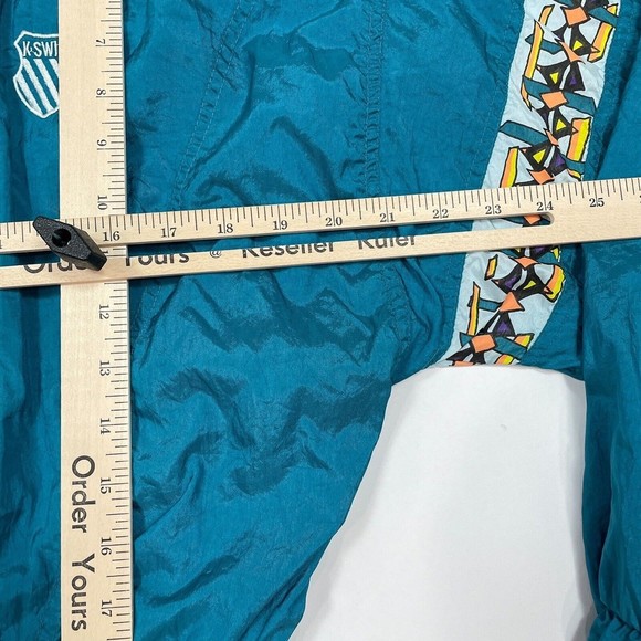 Vintage K Swiss Jacket Women Size Medium Teal Full Zip Retro 80s 90s Windbreaker - Picture 14 of 15